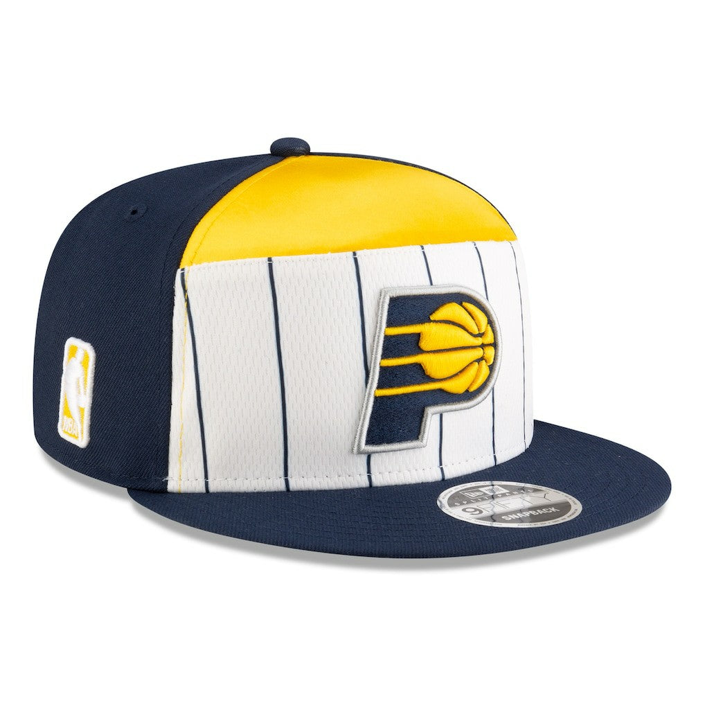 New Era Indiana Pacers 2025 NBA Tip Off Split Panel 9FIFTY Snapback Hat White/Navy