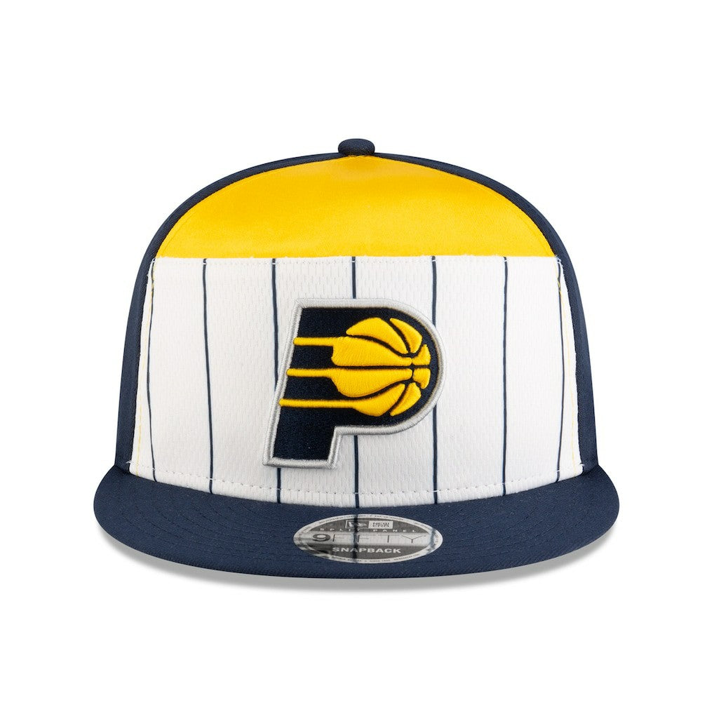 New Era Indiana Pacers 2025 NBA Tip Off Split Panel 9FIFTY Snapback Hat White/Navy
