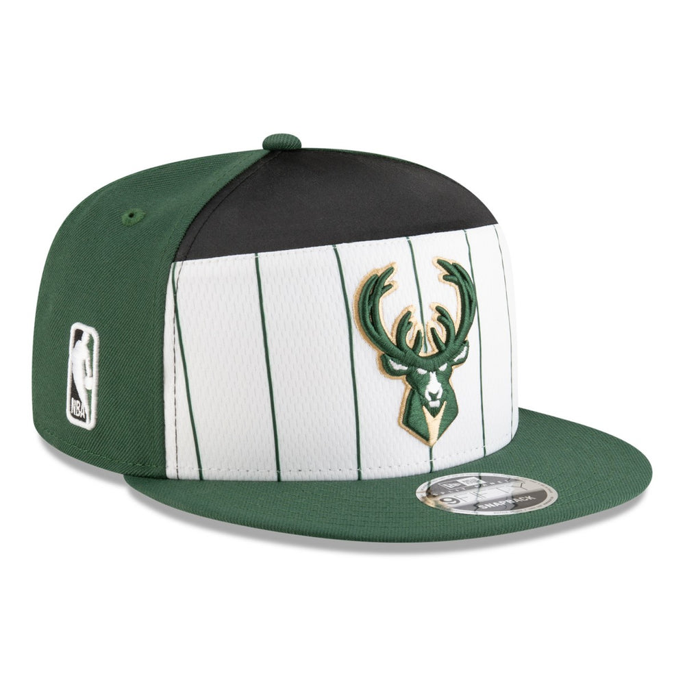 New Era Milwaukee Bucks 2025 NBA Tip Off Split Panel 9FIFTY Snapback Hat White/Hunter Green