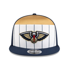 New Era New Orleans Pelicans 2025 NBA Tip Off Split Panel 9FIFTY Snapback Hat White/Navy
