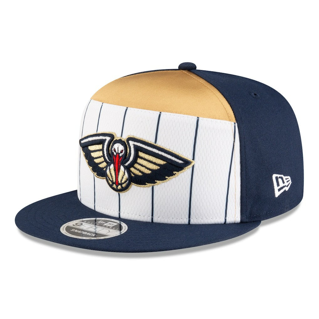 New Era New Orleans Pelicans 2025 NBA Tip Off Split Panel 9FIFTY Snapback Hat White/Navy
