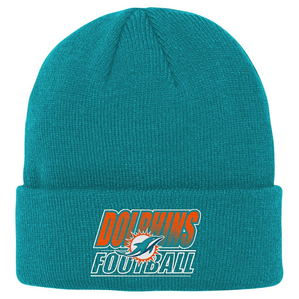 Miami Dolphins Outerstuff Youth Team Gradient Cuffed Knit Hat - Aqua - NFL