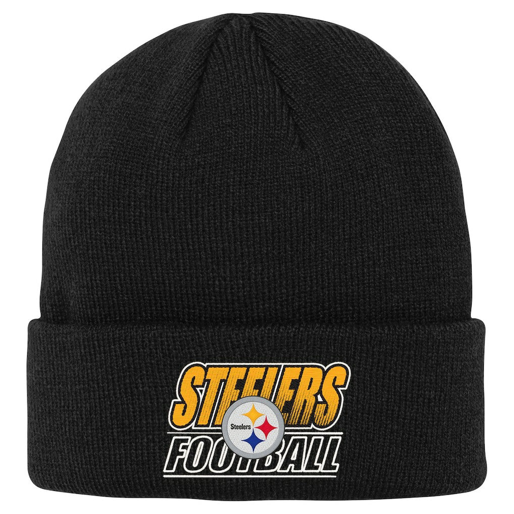 Pittsburgh Steelers Outerstuff Youth Team Gradient Cuffed Knit Hat - Black - NFL