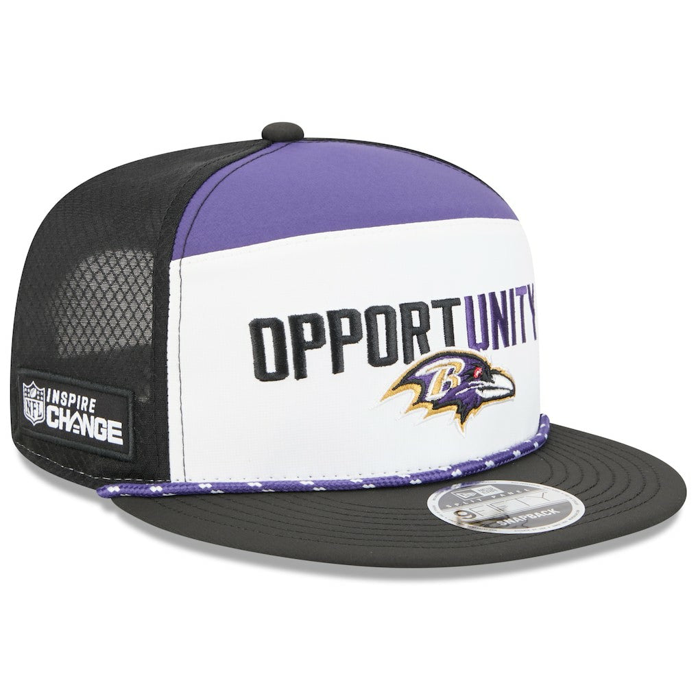 Baltimore Ravens New Era 2025 Inspire Change Split Panel 9FIFTY Snapback Hat - White/Black - NFL
