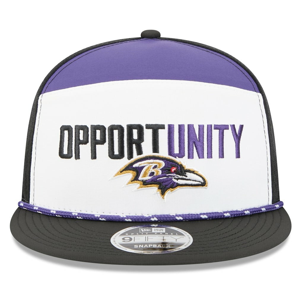 Baltimore Ravens New Era 2025 Inspire Change Split Panel 9FIFTY Snapback Hat - White/Black - NFL