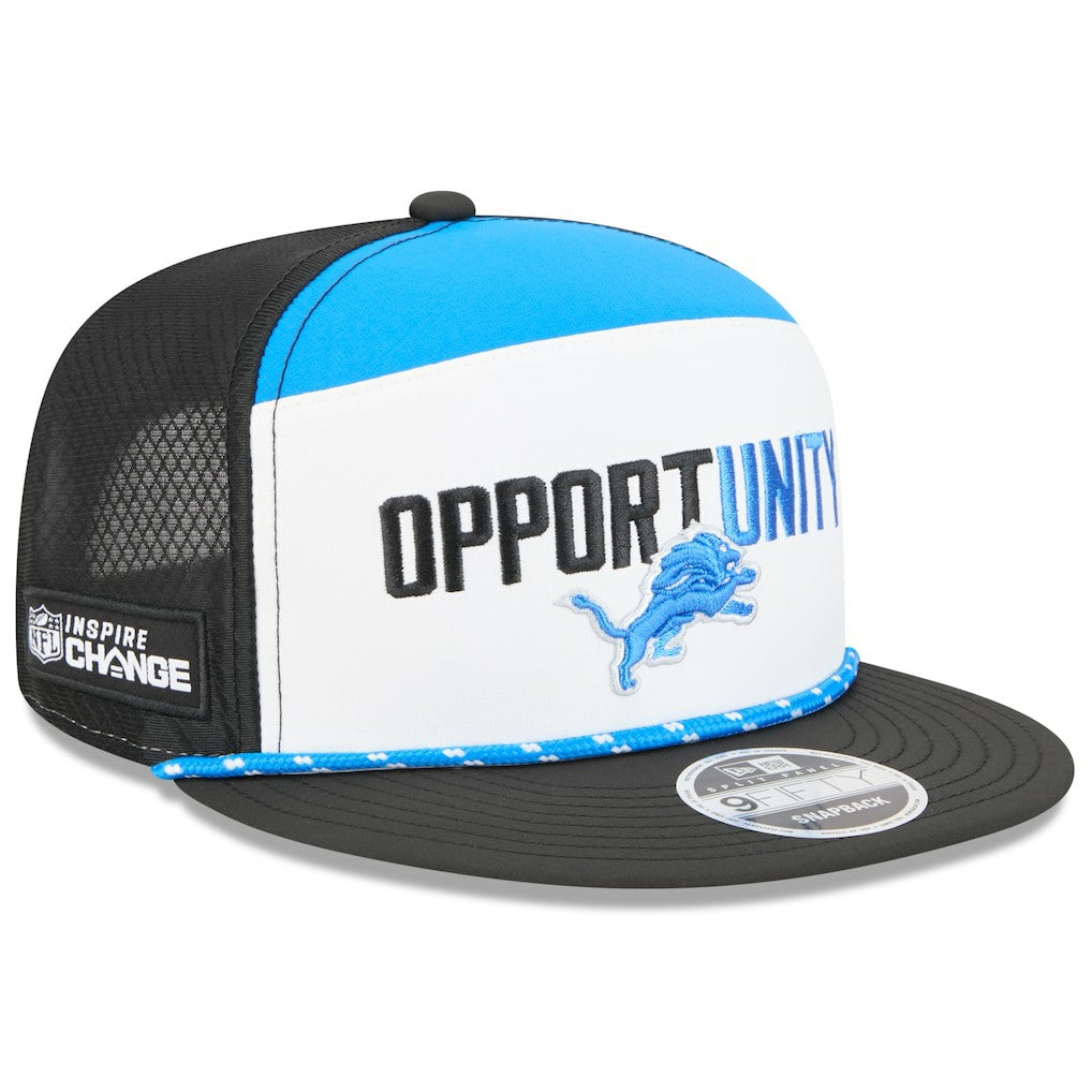 Detroit Lions New Era 2025 Inspire Change Split Panel 9FIFTY Snapback Hat - White/Black - NFL