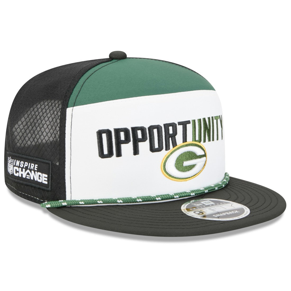 Green Bay Packers New Era 2025 Inspire Change Split Panel 9FIFTY Snapback Hat - White/Black - NFL