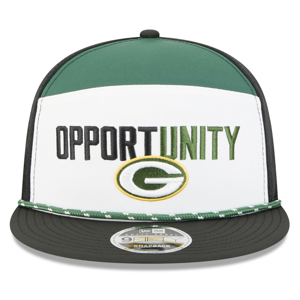 Green Bay Packers New Era 2025 Inspire Change Split Panel 9FIFTY Snapback Hat - White/Black - NFL