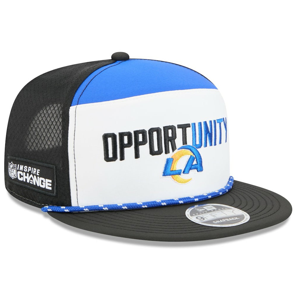 Los Angeles Rams New Era 2025 Inspire Change Split Panel 9FIFTY Snapback Hat - White/Black - NFL