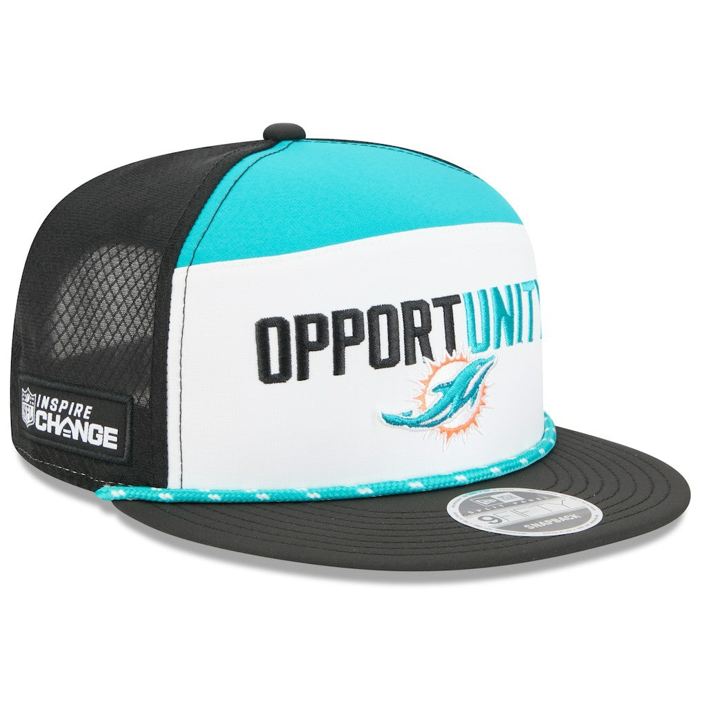 Miami Dolphins New Era 2025 Inspire Change Split Panel 9FIFTY Snapback Hat - White/Black - NFL