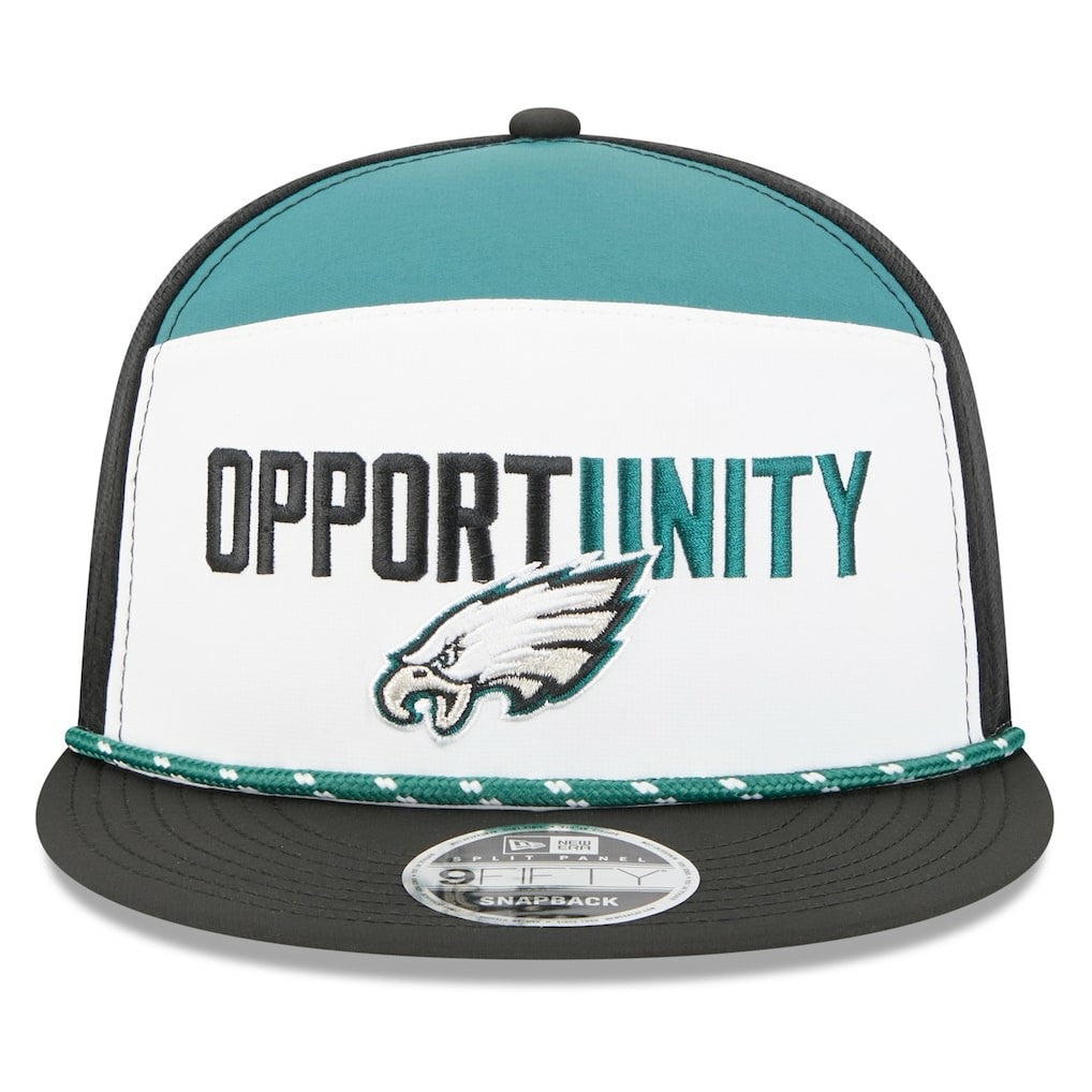Philadelphia Eagles New Era 2025 Inspire Change Split Panel 9FIFTY Snapback Hat - White/Black - NFL