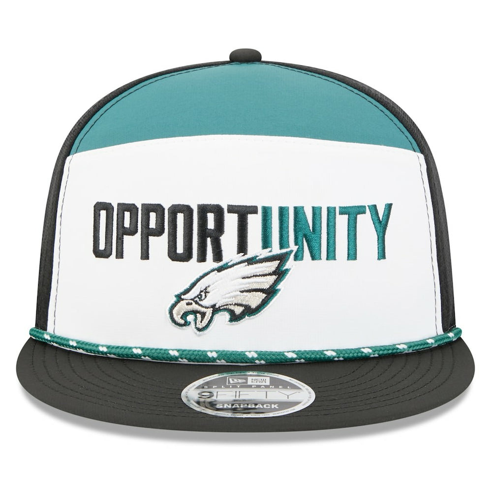 Philadelphia Eagles New Era 2025 Inspire Change Split Panel 9FIFTY Snapback Hat - White/Black - NFL