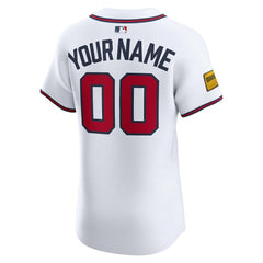 Atlanta Braves Nike Home Elite Sponsor Patch Custom Jersey Near Me