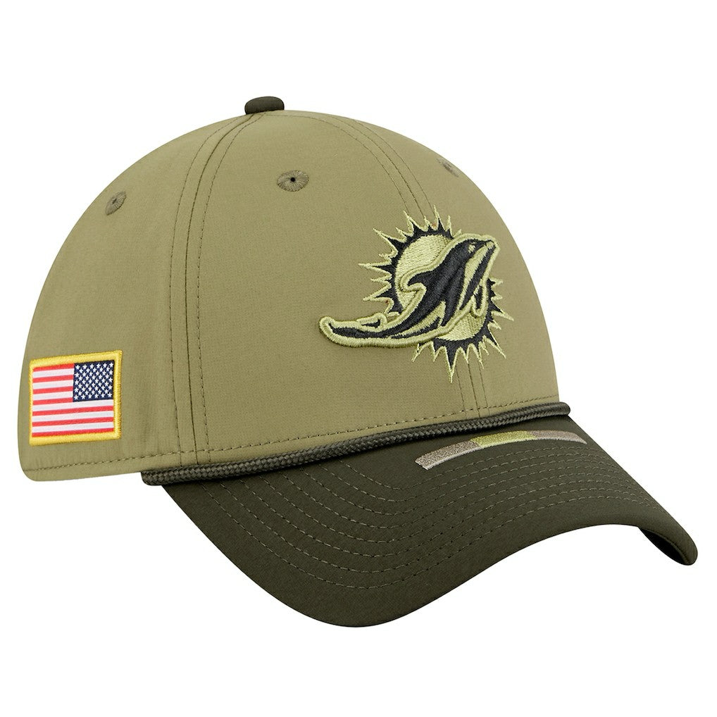 Miami Dolphins New Era 2025 Salute to Service 39THIRTY Flex Hat - Green - NFL
