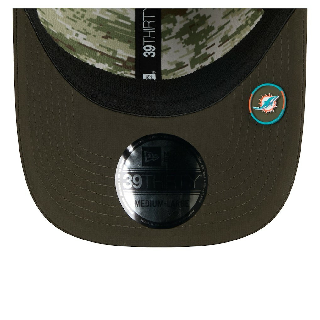 Miami Dolphins New Era 2025 Salute to Service 39THIRTY Flex Hat - Green - NFL