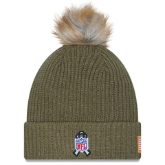 Las Vegas Raiders New Era Women's 2025 Salute to Service Cuffed Knit Hat with Pom - Dark Green - NFL