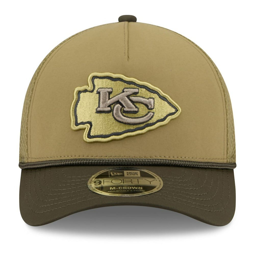 Kansas City Chiefs New Era Youth 2025 Salute to Service 9FORTY A-Frame Adjustable Hat - Green/Dark Green - NFL