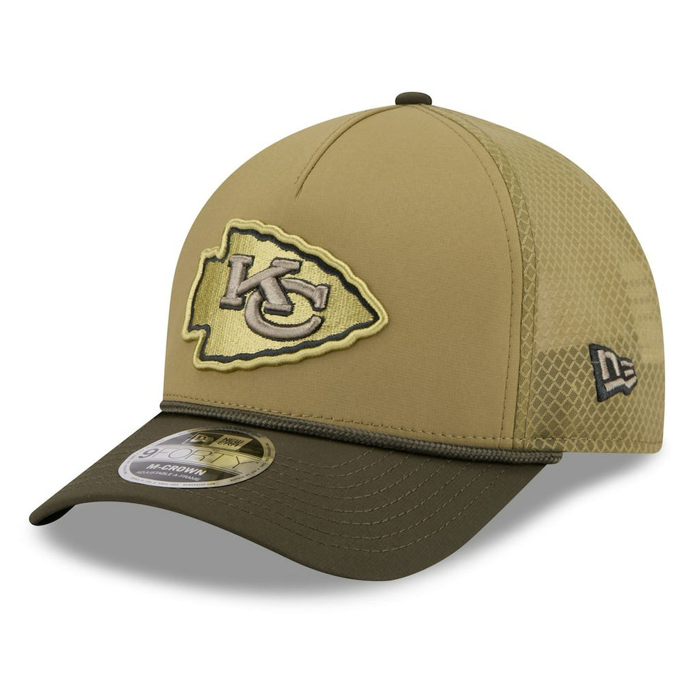Kansas City Chiefs New Era Youth 2025 Salute to Service 9FORTY A-Frame Adjustable Hat - Green/Dark Green - NFL