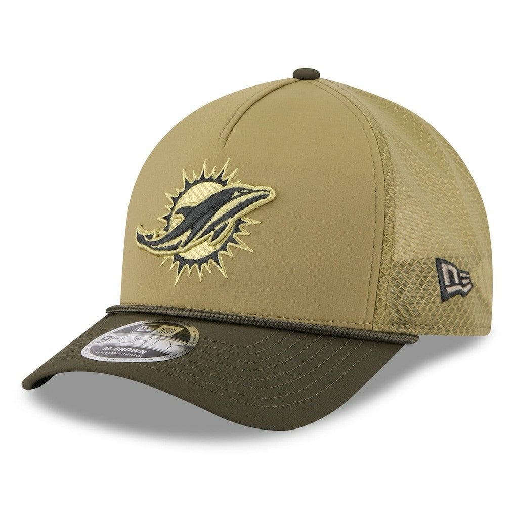 Miami Dolphins New Era Youth 2025 Salute to Service 9FORTY A-Frame Adjustable Hat - Green/Dark Green - NFL