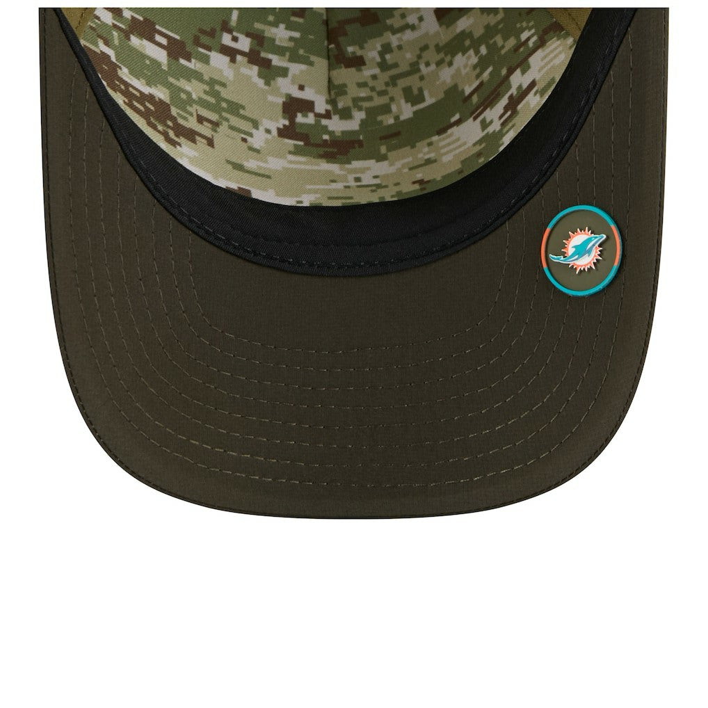 Miami Dolphins New Era Youth 2025 Salute to Service 9FORTY A-Frame Adjustable Hat - Green/Dark Green - NFL