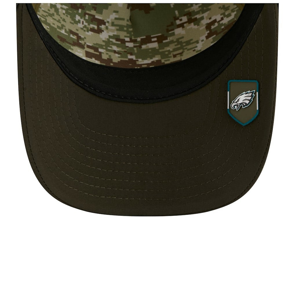 Philadelphia Eagles New Era Youth 2025 Salute to Service 9FORTY A-Frame Adjustable Hat - Green/Dark Green - NFL