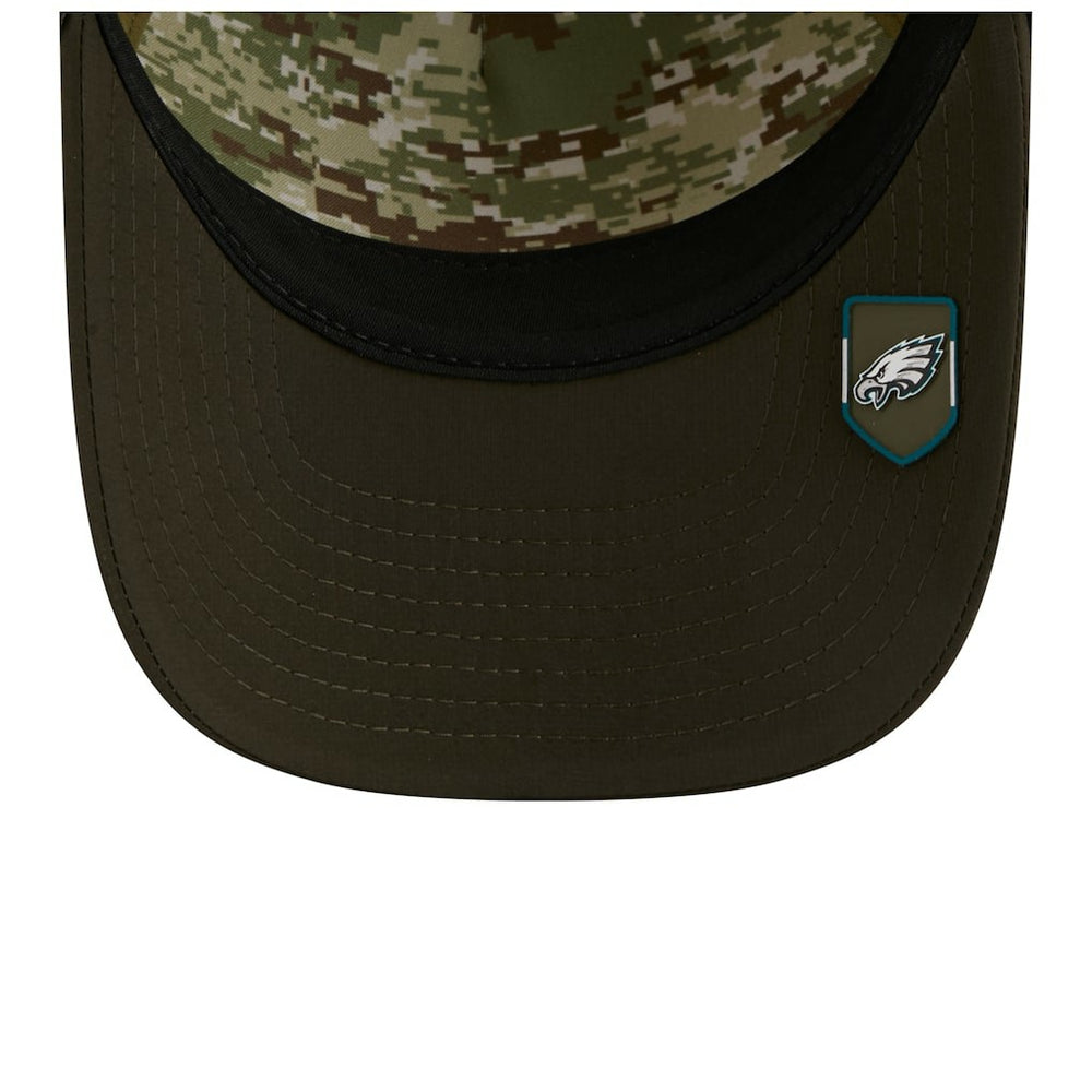 Philadelphia Eagles New Era Youth 2025 Salute to Service 9FORTY A-Frame Adjustable Hat - Green/Dark Green - NFL