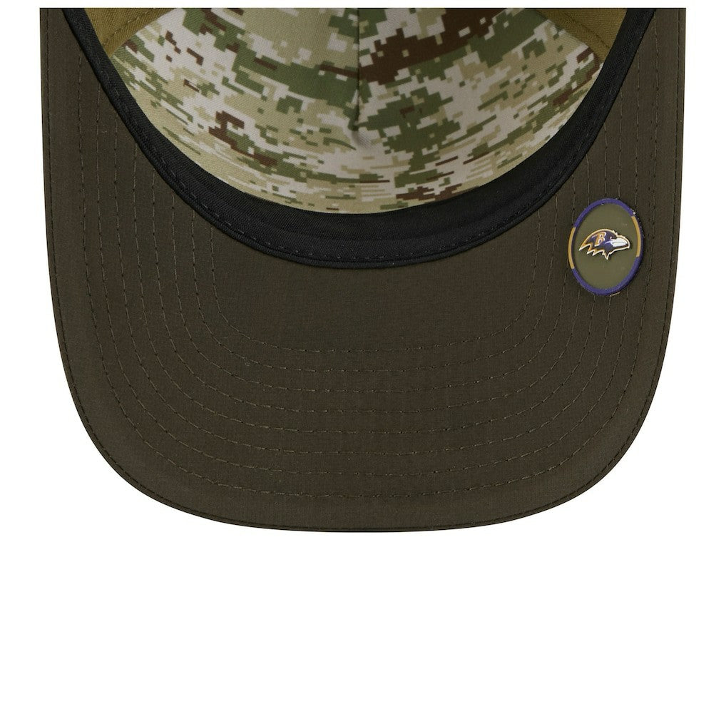 Baltimore Ravens New Era Youth 2025 Salute to Service 9FORTY A-Frame Adjustable Hat - Green/Dark Green - NFL