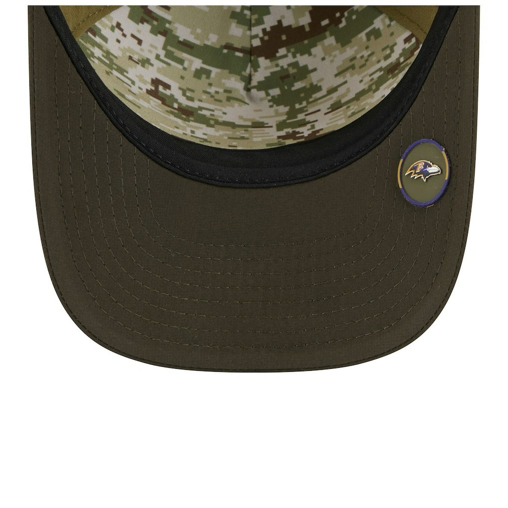 Baltimore Ravens New Era Youth 2025 Salute to Service 9FORTY A-Frame Adjustable Hat - Green/Dark Green - NFL