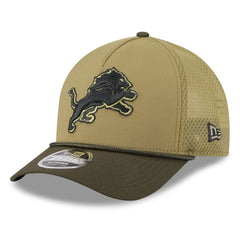 Detroit Lions New Era Youth 2025 Salute to Service 9FORTY A-Frame Adjustable Hat - Green/Dark Green - NFL