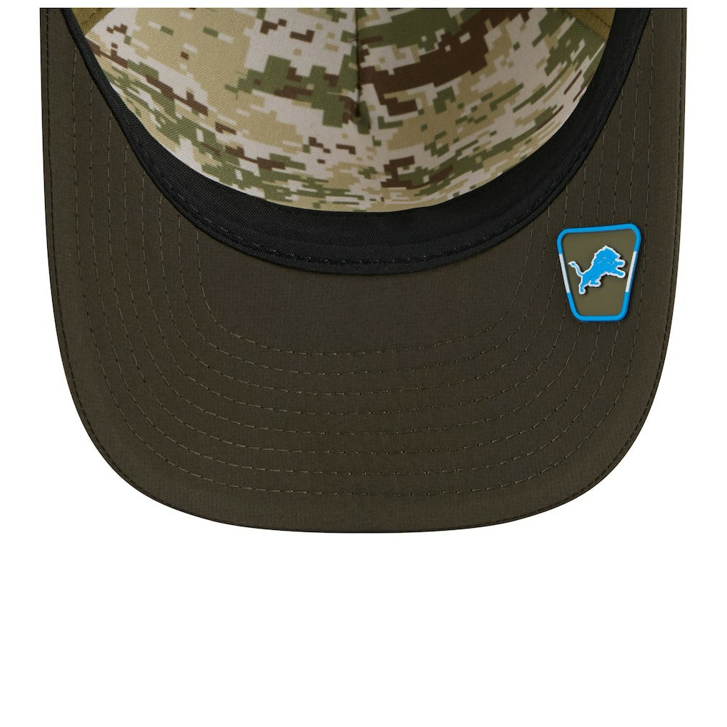 Detroit Lions New Era Youth 2025 Salute to Service 9FORTY A-Frame Adjustable Hat - Green/Dark Green - NFL