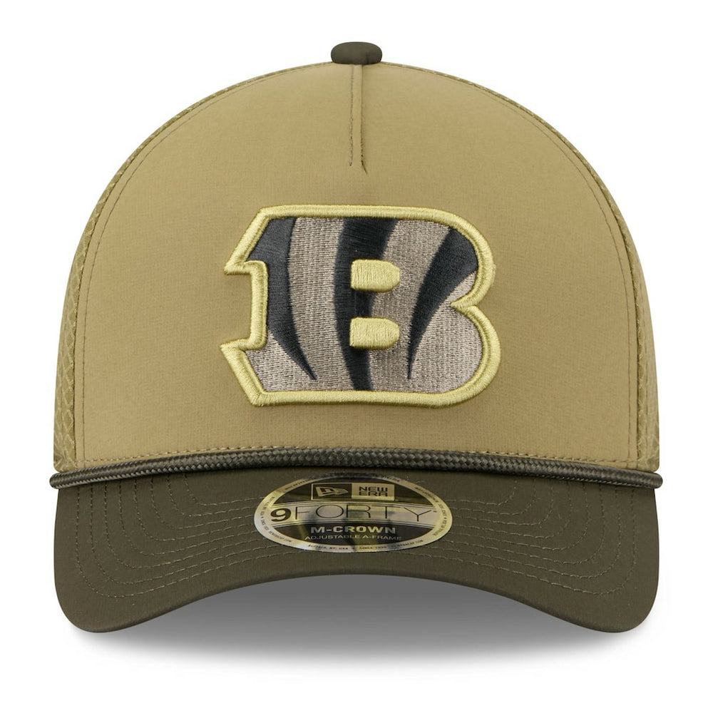 Cincinnati Bengals New Era Youth 2025 Salute to Service 9FORTY A-Frame Adjustable Hat - Green/Dark Green - NFL