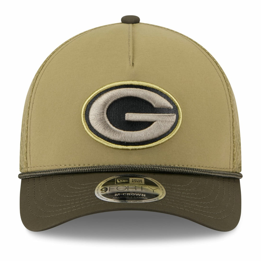 Green Bay Packers New Era Youth 2025 Salute to Service 9FORTY A-Frame Adjustable Hat - Green/Dark Green - NFL