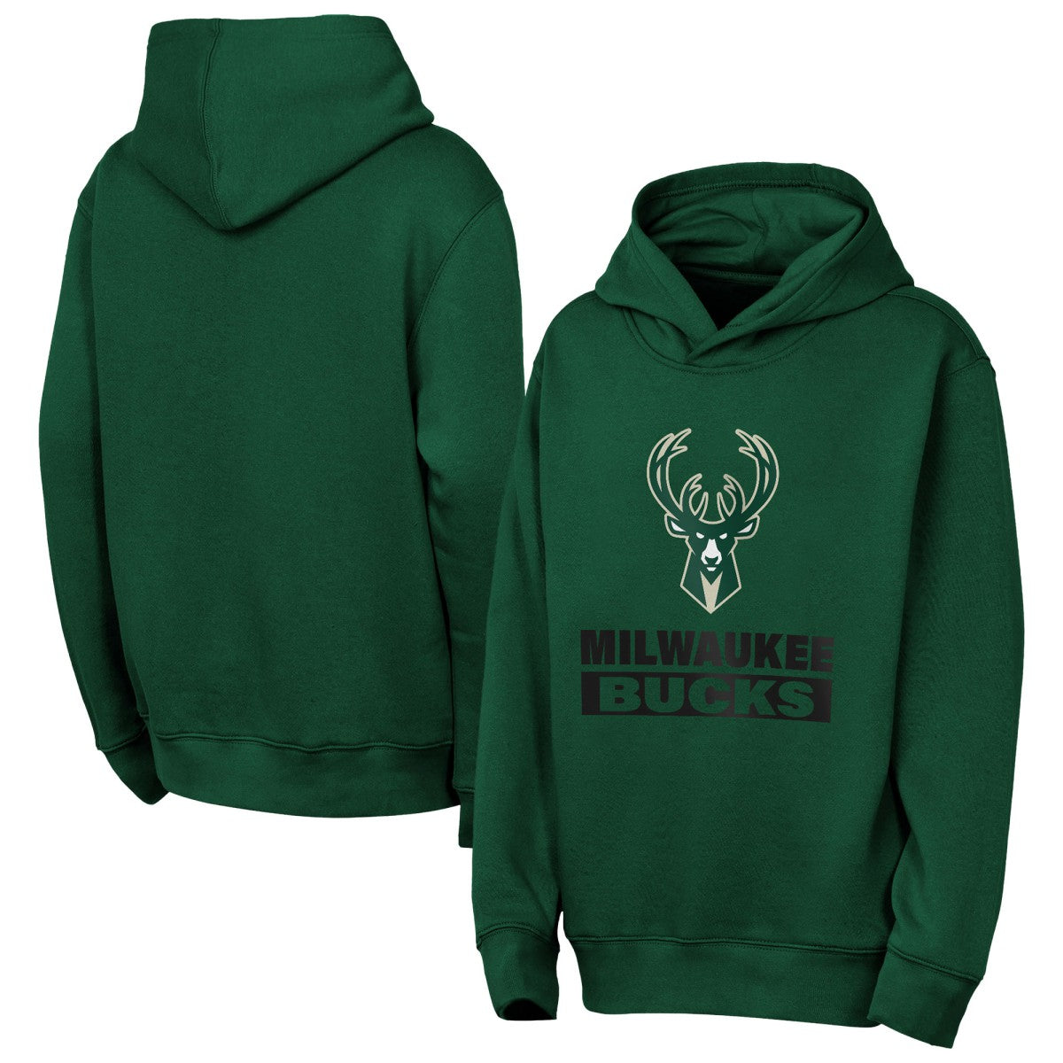 Milwaukee Bucks Outerstuff Youth Back To The Basics Hoodie Hunter Green