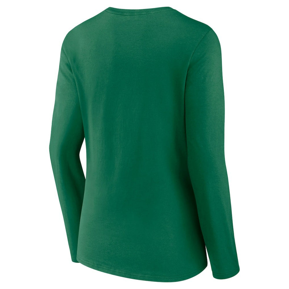 Philadelphia Eagles Women's Super Bowl LIX Champions Retro Logo Long Sleeve V-Neck T-Shirt - Kelly Green - Fanatics