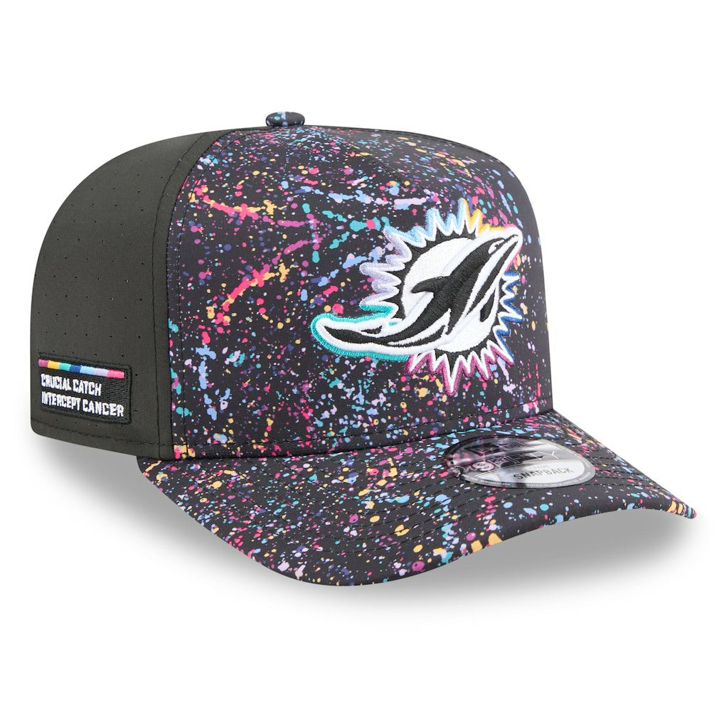 Miami Dolphins New Era 2025 NFL Crucial Catch A-Frame 9FIFTY Snapback Hat - Black - NFL