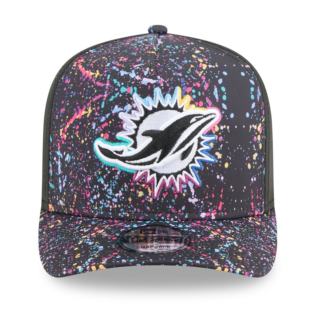 Miami Dolphins New Era 2025 NFL Crucial Catch A-Frame 9FIFTY Snapback Hat - Black - NFL