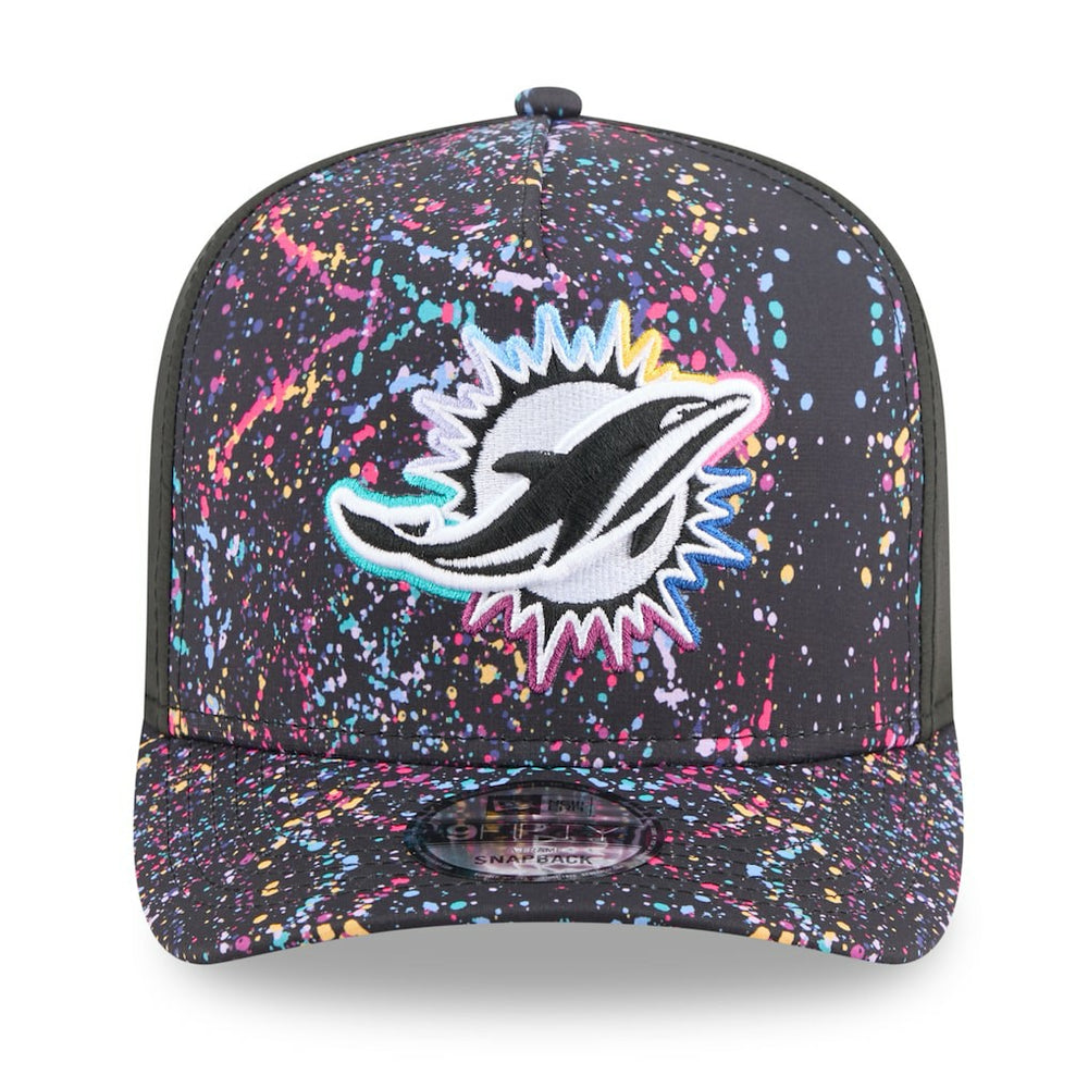 Miami Dolphins New Era 2025 NFL Crucial Catch A-Frame 9FIFTY Snapback Hat - Black - NFL