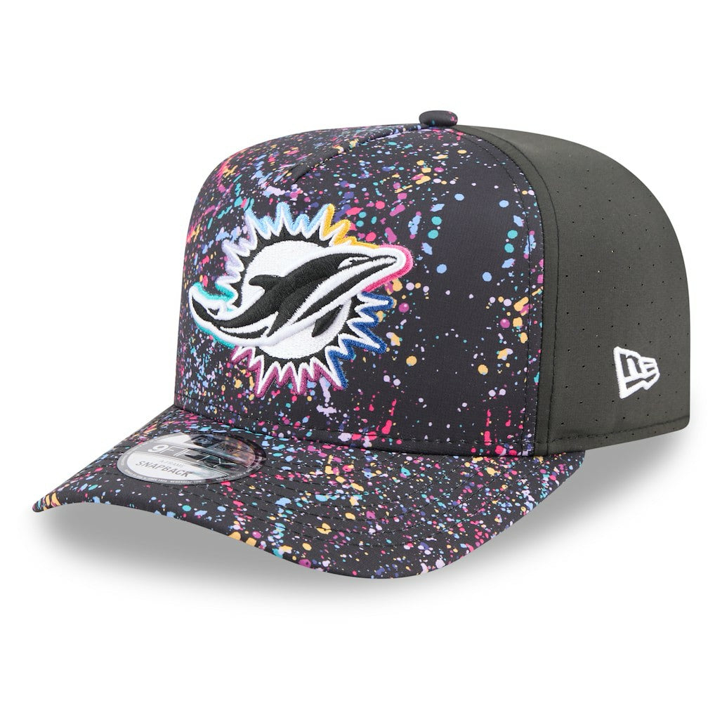 Miami Dolphins New Era 2025 NFL Crucial Catch A-Frame 9FIFTY Snapback Hat - Black - NFL