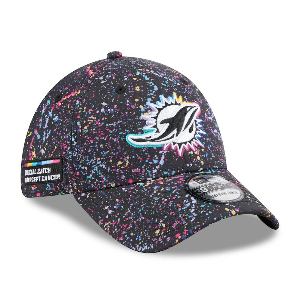 Miami Dolphins New Era 2025 NFL Crucial Catch 39THIRTY Flex Hat - Black - NFL