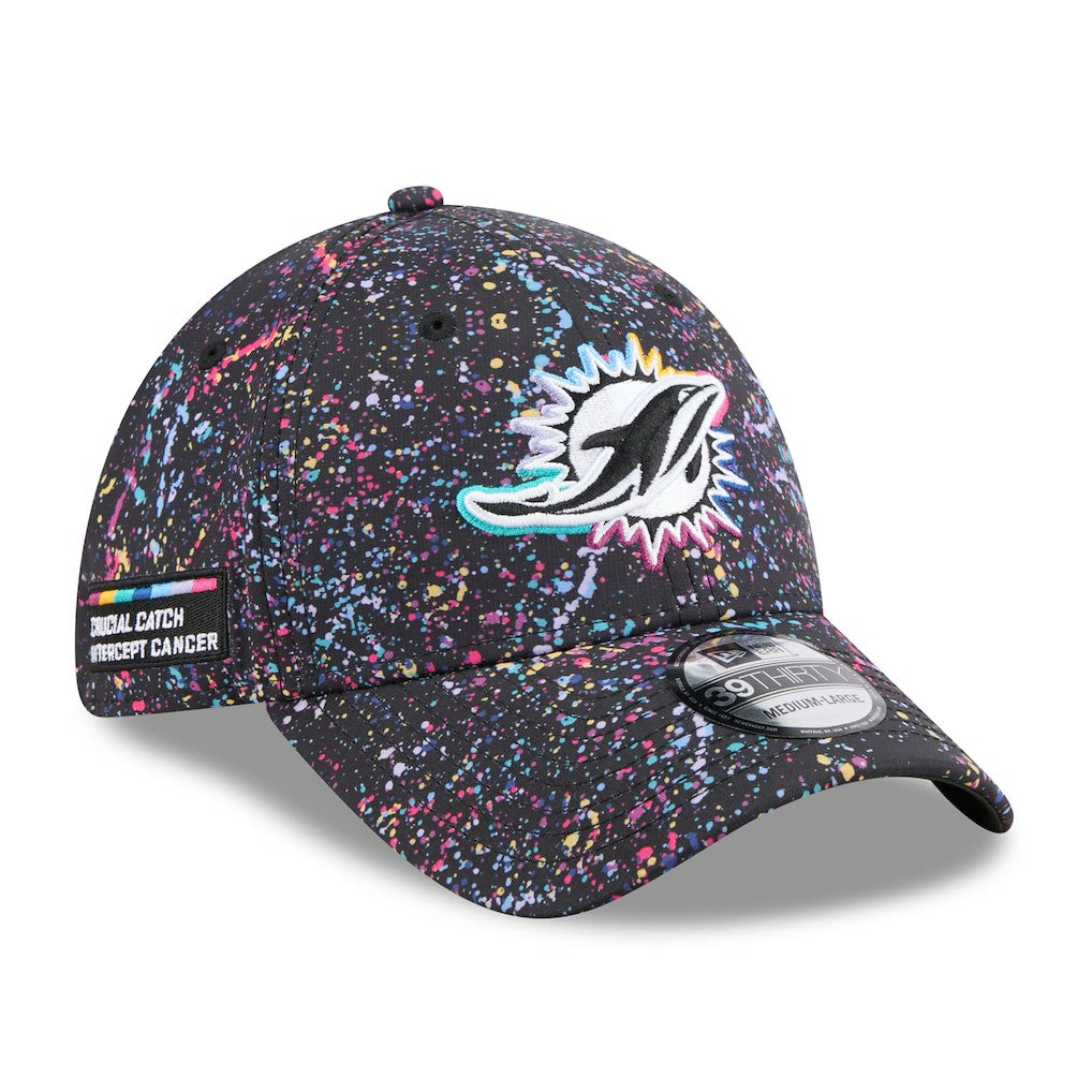 Miami Dolphins New Era 2025 NFL Crucial Catch 39THIRTY Flex Hat - Black - NFL
