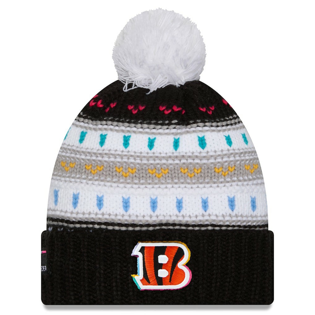 Cincinnati Bengals New Era Women's 2025 NFL Crucial Catch Cuffed Knit Hat with Pom - Black - NFL