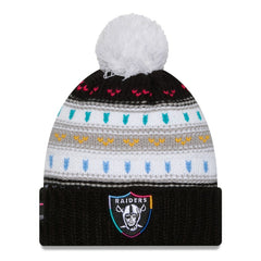 Las Vegas Raiders New Era Women's 2025 NFL Crucial Catch Cuffed Knit Hat with Pom - Black - NFL