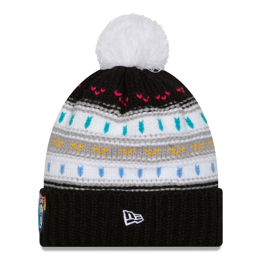 Las Vegas Raiders New Era Women's 2025 NFL Crucial Catch Cuffed Knit Hat with Pom - Black - NFL