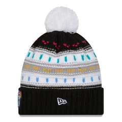 Las Vegas Raiders New Era Women's 2025 NFL Crucial Catch Cuffed Knit Hat with Pom - Black - NFL