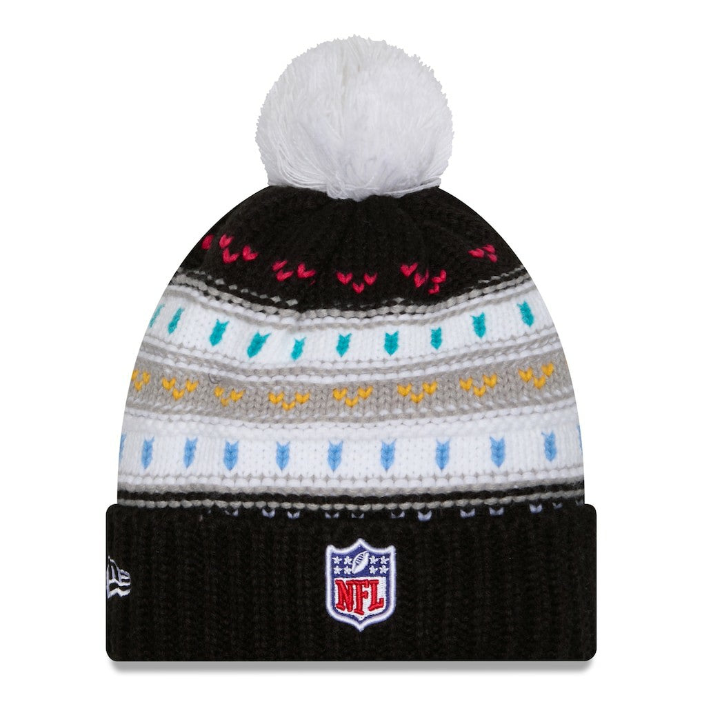 Las Vegas Raiders New Era Women's 2025 NFL Crucial Catch Cuffed Knit Hat with Pom - Black - NFL