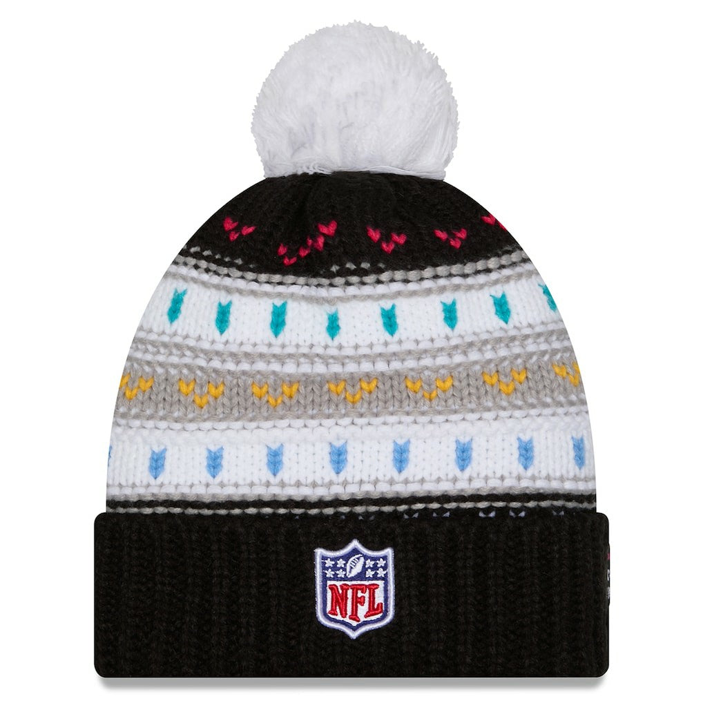 Los Angeles Chargers New Era Women's 2025 NFL Crucial Catch Cuffed Knit Hat with Pom - Black - NFL