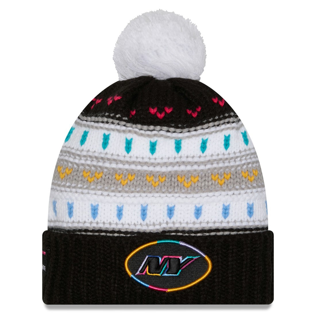 New York Jets New Era Women's 2025 NFL Crucial Catch Cuffed Knit Hat with Pom - Black - NFL