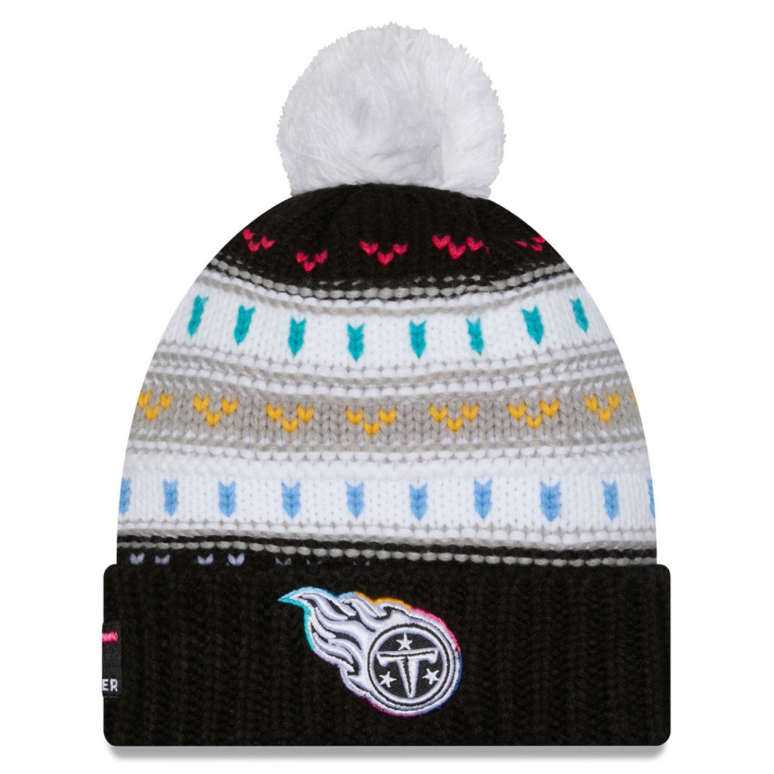 Tennessee Titans New Era Women's 2025 NFL Crucial Catch Cuffed Knit Hat with Pom - Black - NFL