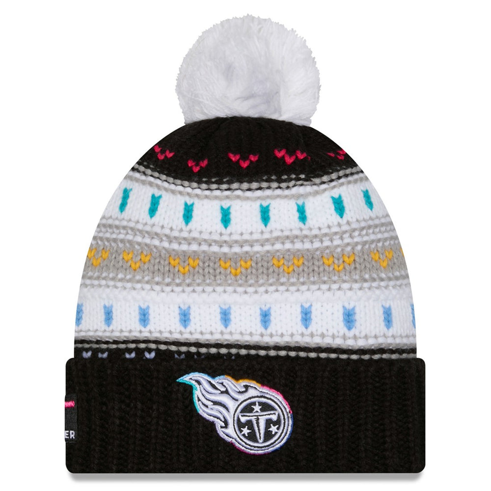 Tennessee Titans New Era Women's 2025 NFL Crucial Catch Cuffed Knit Hat with Pom - Black - NFL