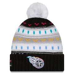 Tennessee Titans New Era Women's 2025 NFL Crucial Catch Cuffed Knit Hat with Pom - Black - NFL